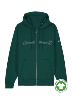 Sudadera cremallera verde relieve Logo letras